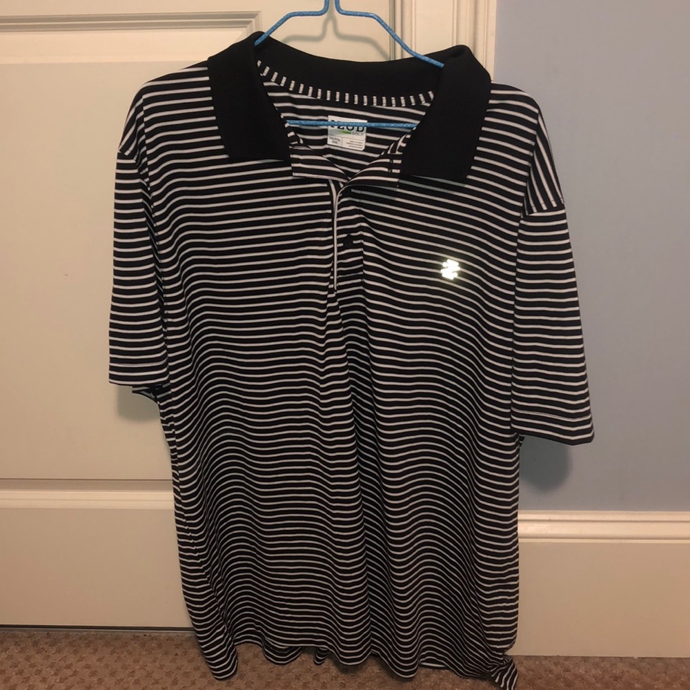 Black and white striped izod golf shirt